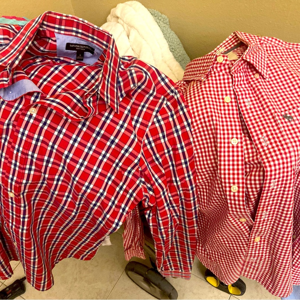 Men’s Sm Checkered Preppy Button Up Shirts 1.Abercrombie 2.Banana Republic each